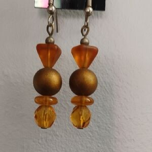 Artisan Gold and Amber Earrings